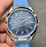 VS Factory Omega Seamaster Aqua Terra 150M 41 mm Copy Watch Summer Blue Rubber Strap